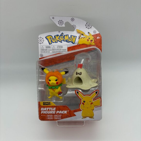 Pokemon PUMPKIN PIKACHU & SANDYGAST Halloween Battle Figure Pack NEW - Picture 1 of 2
